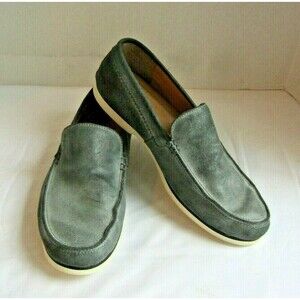 Vince Camuto Driving Loafer Gray Suede Leather Zucco Moccasin Shoes Mens Size 10